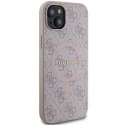 Guess GUHMP14SG4GFRP iPhone 14 / 15 / 13 6.1" różowy/pink hardcase 4G Collection Leather Metal Logo MagSafe