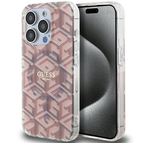 Guess GUHMP15XHGCUSTGP iPhone 15 Pro Max 6.7" różowy/pink hardcase IML GCube MagSafe