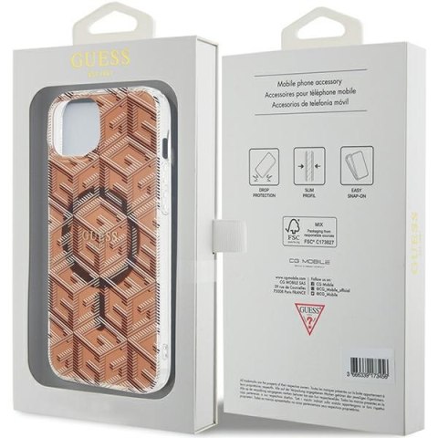 Guess GUHMP15SHGCUSTGW iPhone 15 / 14 / 13 6.1" brązowy/brown hardcase IML GCube MagSafe