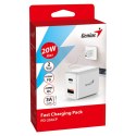 Genius Zasilacz / sieciowy adapter 20W, 2-portowy, USB-C, USB-A, PD-20ACP