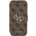 Guess GUBKP15S4GMGBR iPhone 15 / 14 / 13 6.1" brązowy/brown book 4G Metal Logo