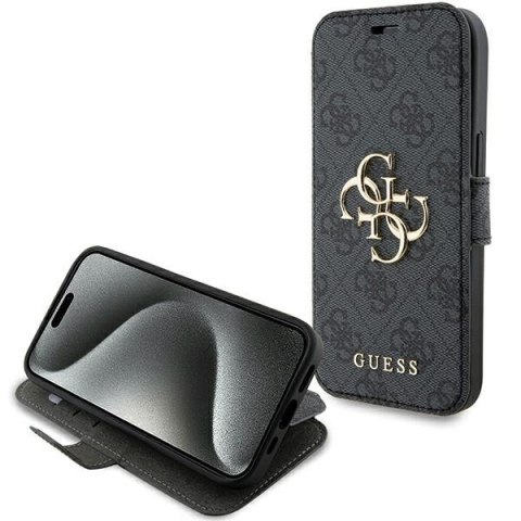 Guess GUBKP15S4GMGGR iPhone 15 / 14 / 13 6.1" szary/grey book 4G Metal Logo