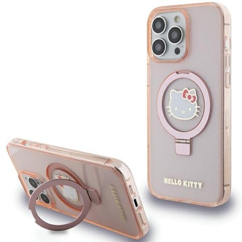 Hello Kitty HKHMP15XHRSGEP iPhone 15 Pro Max 6.7" różowy/pink hardcase Ring Stand Glitter Electrop Logo MagSafe