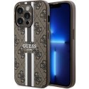 Guess GUHMP15LP4RPSW iPhone 15 Pro 6.1" brązowy/brown hardcase 4G Printed Stripes MagSafe