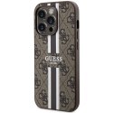 Guess GUHMP15LP4RPSW iPhone 15 Pro 6.1" brązowy/brown hardcase 4G Printed Stripes MagSafe