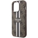 Guess GUHMP15LP4RPSW iPhone 15 Pro 6.1" brązowy/brown hardcase 4G Printed Stripes MagSafe