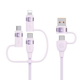 USAMS Kabel U85 2xUSB-C/USB/Micro-USB/ Lightning 6w1 1,2m 100W PD Fast Charge fioletowy/purple SJ645USB02 (US-SJ645)