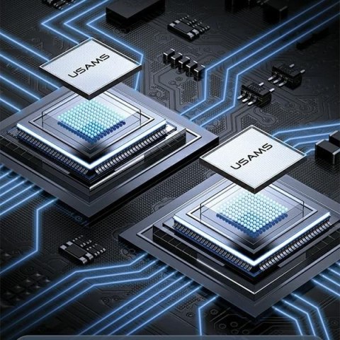 USAMS Ład. sam. ze zwijanym kablem 2xUBS-C C41 PD 30W Fast Charge czarny/black CC220CC01 (US-CC220)