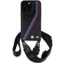 BMW BMHCP15L23PSVTK iPhone 15 Pro 6.1" czarny/black hardcase M Edition Carbon Tricolor Lines & Strap
