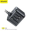 Awei Ład. siec. 2xUSB+3xUSB-C C-39 35W adapter 4w1 US/AU/EU/UK czarny/black Univesal Travel GaN Charger