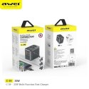 Awei Ład. siec. 2xUSB+3xUSB-C C-39 35W adapter 4w1 US/AU/EU/UK czarny/black Univesal Travel GaN Charger