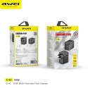 Awei Ład. siec. 2xUSB+3xUSB-C C-40 65W adapter 4w1 US/AU/EU/UK czarny/black Univesal Travel GaN Charger