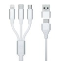 3MK Hyper Cable 3w1 USB-A/USB-C - USB-C/Micro/Lightning 1.5m Biały/White Kabel