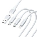 3MK Hyper Cable 3w1 USB-A/USB-C - USB-C/Micro/Lightning 1.5m Biały/White Kabel