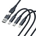 3MK Hyper Cable 3w1 USB-A/USB-C - USB-C/Micro/Lightning 1.5m Czarny/Black Kabel