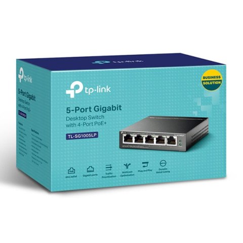 TP-LINK switch TL-SG1005LP PoE(4- porty), 1000Mbps, auto MDI/MDIX