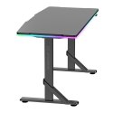 ULTRADESK Biurko dla gracza IRON, 132,5x60,5 cm, 71-81 cm, elektycznie regulowany, podświetlenie RGB