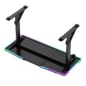 ULTRADESK Biurko dla gracza IRON, 132,5x60,5 cm, 71-81 cm, elektycznie regulowany, podświetlenie RGB