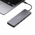 USB (3.2) hub 13-port, 32153, szary, długość przewodu 20 cm, Verbatim, 2x USB C, 6x USB A, 2x HDMI