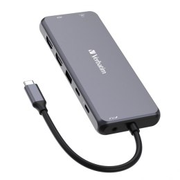 USB (3.2) hub 14-port, 32154, szary, długość przewodu 15cm, Verbatim, 2x USB C, 5x USB A, 2x HDMI, czytnik SD/micro SD