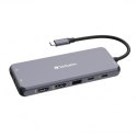 USB (3.2) hub 14-port, 32154, szary, długość przewodu 15cm, Verbatim, 2x USB C, 5x USB A, 2x HDMI, czytnik SD/micro SD