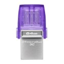 Kingston USB flash disk OTG, USB 3.0, 64GB, Data Traveler microDuo3 G2, srebrno-fioletowy, DTDUO3CG3/64GB, USB A / USB C