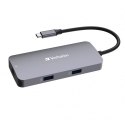 USB (3.2) hub 5-port, 32150, szara, długość przewodu 15cm, Verbatim, 1x USB C, 2x USB A, 1x HDMI