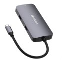 USB (3.2) hub 5-port, 32150, szara, długość przewodu 15cm, Verbatim, 1x USB C, 2x USB A, 1x HDMI