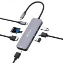 USB (3.2) hub 8-port, 32151, szara, długość przewodu 15cm, Verbatim, 1x USB C, 3x USB A, 2x HDMI, 1x SD 3.0