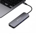 USB (3.2) hub 8-port, 32151, szara, długość przewodu 15cm, Verbatim, 1x USB C, 3x USB A, 2x HDMI, 1x SD 3.0