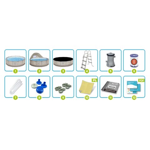 Basen ogrodowy stelażowy 396 x 107 cm 11w1 Bestway 561FY