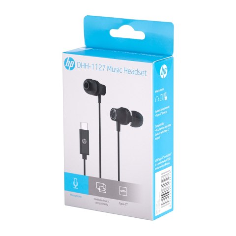 HP DHH-1127, słuchawki z mikrofonem, czarna, USB-C