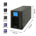 Zasilacz awaryjny UPS, on-line, czysta fala sinusoidalna, 1KVA, 800W, LCD, USB