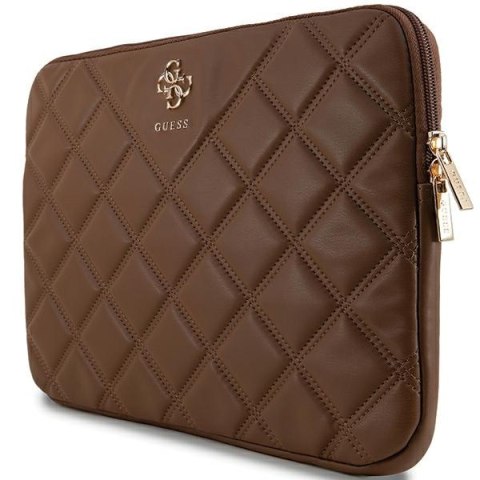Guess Sleeve GUCS14ZPSQSSGW 14" brązowy/brown Quilted 4G