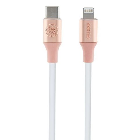 Guess GUCLLALRGDP kabel USB-C - Lightning 1.5m Fast Charging różowy/pink Ebossed Logo