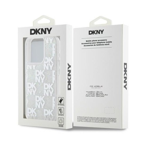 DKNY DKHCP15LLCPEPT iPhone 15 Pro 6.1" biały/white hardcase Liquid Glitter Multilogo