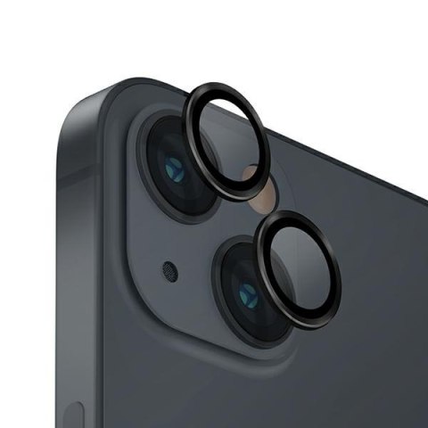 UNIQ Optix Aluminium Camera Lens Protector iPhone 14 6.1" / 14 Plus 6.7" midnight black szkło na obiektyw aparatu z aplikatorem