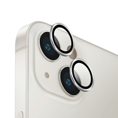 UNIQ Optix Aluminium Camera Lens Protector iPhone 14 6.1" / 14 Plus 6.7" sterling silver szkło na obiektyw aparatu z aplikatorem