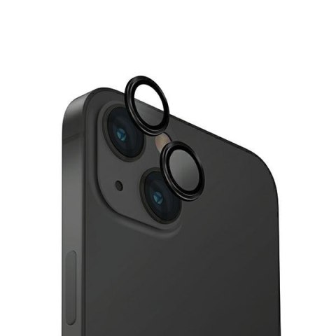 UNIQ Optix Aluminium Camera Lens Protector iPhone 15 6.1" / 15 Plus 6.7" midnight black szkło na obiektyw aparatu z aplikatorem