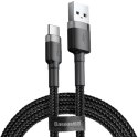 KABEL USB-A -> USB-C Baseus Cafule CATKLF-UG1 300cm 3A QC 3.0 CZARNO-SZARY W NYLONOWYM OPLOCIE