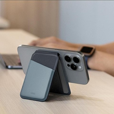 UNIQ Lyden DS magnetyczny portfel RFID i stojak na telefon żółto-szary/canary yellow-flint grey