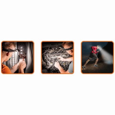 Lampka czołowa led, 3xAAA, czarna, Funkcja zoom, aluminiowa, 250 lumenów