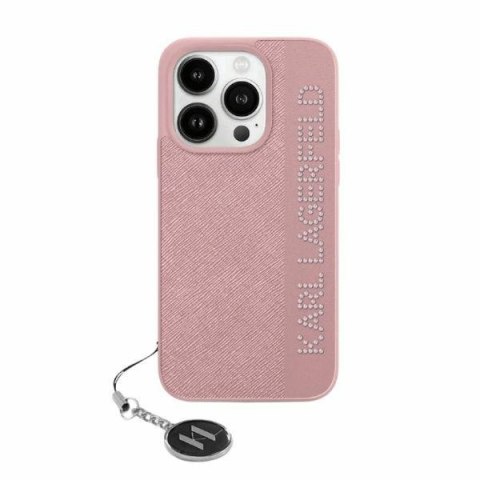 Karl Lagerfeld KLHCP15LPSAKDGCP iPhone 15 Pro 6.1" różowy/pink hardcase Saffiano Rhinestones & Charm