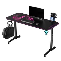 ULTRADESK Biurko dla gracza FRAG - PINK V3, 140x60 cm, 76 cm, z podkładką pod mysz, uchwyt na słuchawki i napój