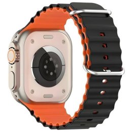 Beline pasek Apple Watch Silicone Waves 42/44/45/49mm czarno-pomarańczowy /black-orange box