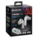 Defender Twins 916, słuchawki z mikrofonem, regulacja głośności, biała, douszne, BT 5.0, TWS, etui z ładowarką typ bluetooth