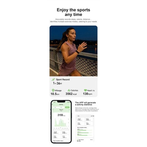 Smart RING złota, pomiar ciśnienia, tętno, monitorowanie snu, 11", Powerton