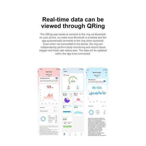 Smart RING złota, pomiar ciśnienia, tętno, monitorowanie snu, 11", Powerton