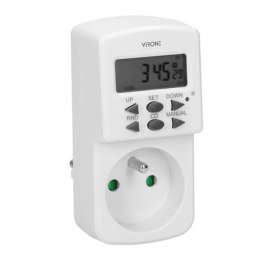 Gniazdo z elektronicznym timerem 230V, 50Hz, max. 1800W, biała, Virone, timer, 10 programów, 2P+Z