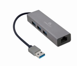 Adapter USB-A męski do LAN Gigabit męski + Hub USB 3.0 Gembird